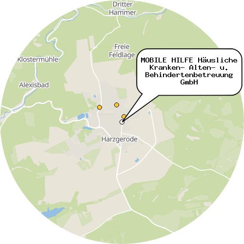 Kartenausschnitt für die Firma MOBILE HILFE Häusliche Kranken- Alten- u. Behindertenbetreuung GmbH