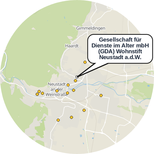Kartenausschnitt für die Firma Gesellschaft für Dienste im Alter mbH (GDA) Wohnstift Neustadt a.d.W.