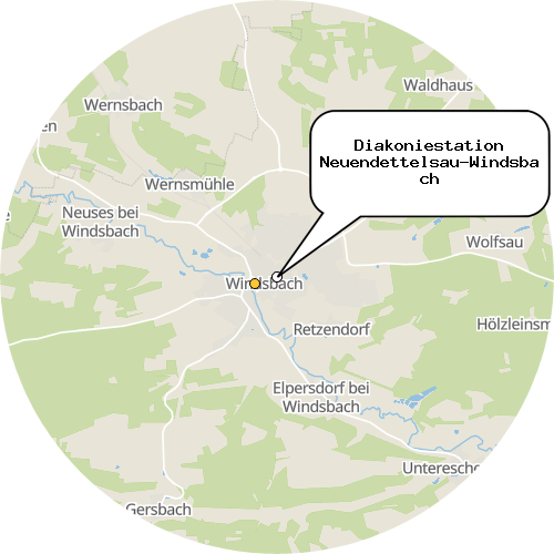 Kartenausschnitt für die Firma Diakoniestation Neuendettelsau-Windsbach
