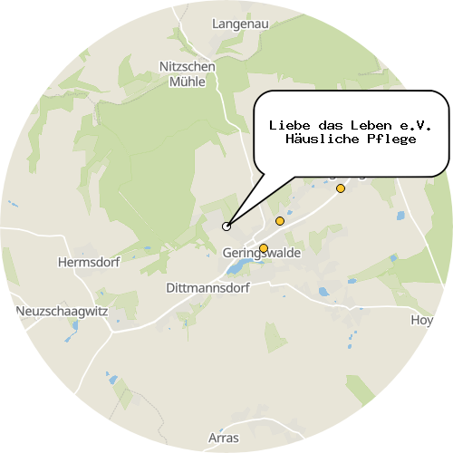 Kartenausschnitt für die Firma Liebe das Leben e.V. Häusliche Pflege