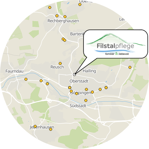 Kartenausschnitt für die Firma Filstalpflege GmbH   Ambulanter Pflegedienst
