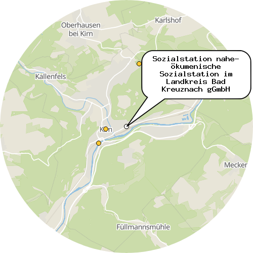 Kartenausschnitt für die Firma Sozialstation nahe- ökumenische Sozialstation im Landkreis Bad Kreuznach gGmbH