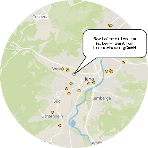 Kartenausschnitt für die Firma Sozialstation im Alten- zentrum Luisenhaus gGmbH