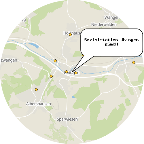 Kartenausschnitt für die Firma Sozialstation Uhingen gGmbH