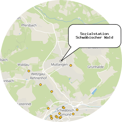 Kartenausschnitt für die Firma Sozialstation Schwäbischer Wald
