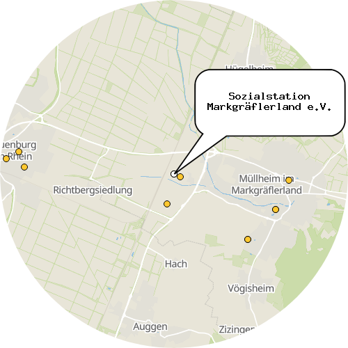 Kartenausschnitt für die Firma Sozialstation Markgräflerland e.V.