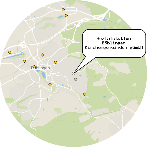 Kartenausschnitt für die Firma Sozialstation Böblinger Kirchengemeinden gGmbH
