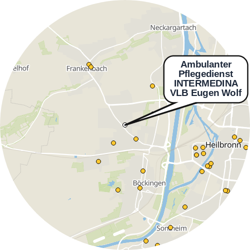 Kartenausschnitt für die Firma Ambulanter Pflegedienst INTERMEDINA VLB Eugen Wolf