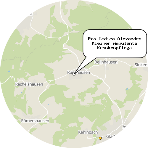 Kartenausschnitt für die Firma Pro Medica Alexandra Kleiner Ambulante Krankenpflege
