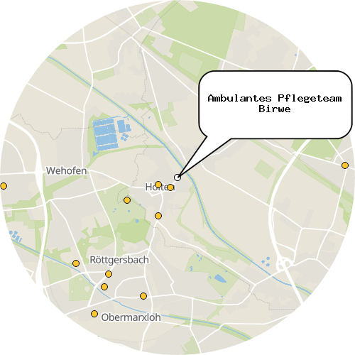 Kartenausschnitt für die Firma Ambulantes Pflegeteam Birwe