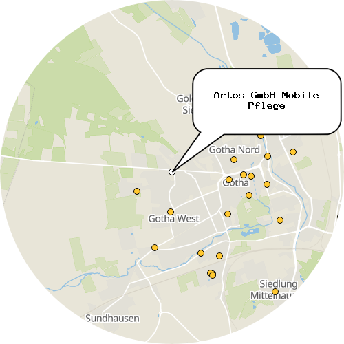 Kartenausschnitt für die Firma Artos GmbH Mobile Pflege