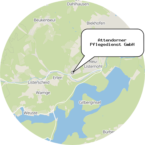 Kartenausschnitt für die Firma Attendorner Pflegedienst GmbH