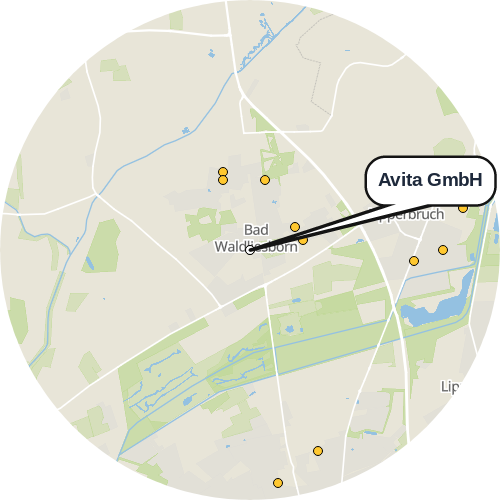 Kartenausschnitt für die Firma Avita GmbH