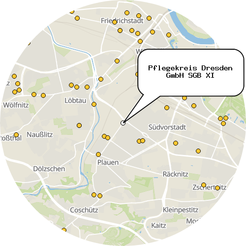 Kartenausschnitt für die Firma Pflegekreis Dresden GmbH SGB XI