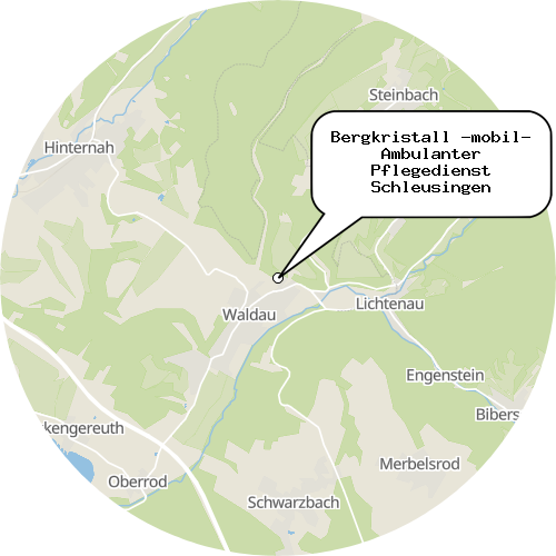Kartenausschnitt für die Firma Bergkristall -mobil- Ambulanter Pflegedienst Schleusingen