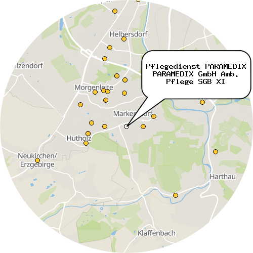 Kartenausschnitt für die Firma Pflegedienst PARAMEDIX PARAMEDIX GmbH Amb. Pflege SGB XI