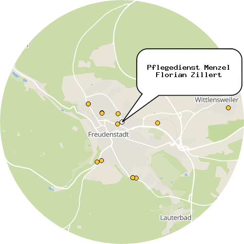 Kartenausschnitt für die Firma Pflegedienst Menzel Florian Zillert