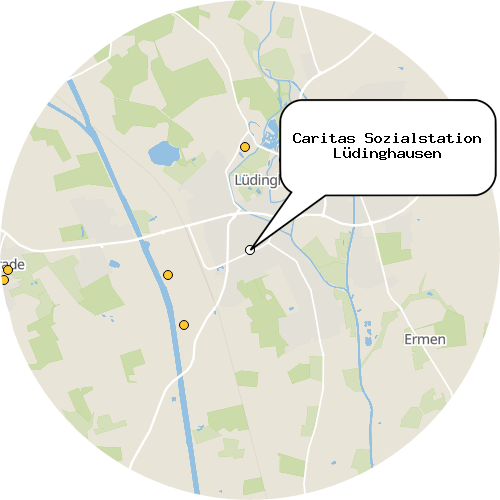 Kartenausschnitt für die Firma Caritas Sozialstation Lüdinghausen