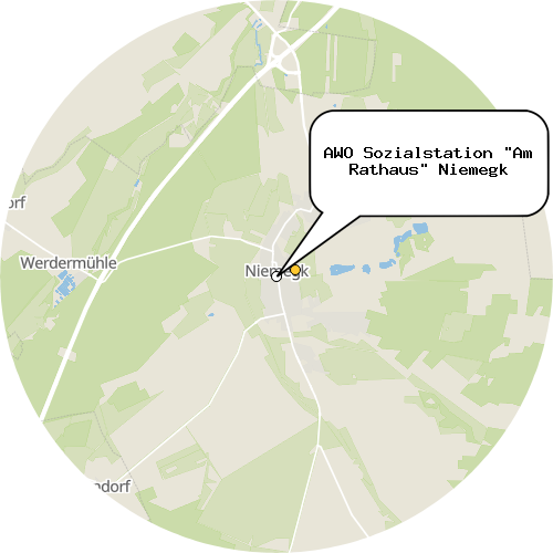 Kartenausschnitt für die Firma AWO Sozialstation "Am Rathaus" Niemegk