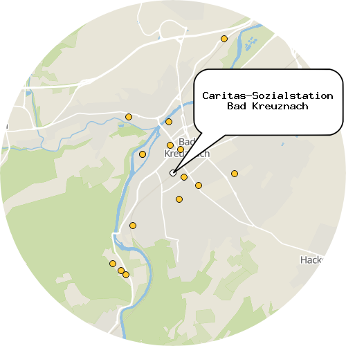Kartenausschnitt für die Firma Caritas-Sozialstation Bad Kreuznach