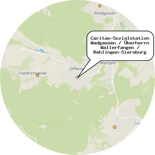 Kartenausschnitt für die Firma Caritas-Sozialstation Wadgassen / Überherrn Wallerfangen / Rehlingen-Siersburg