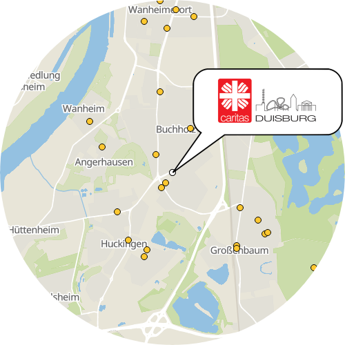 Kartenausschnitt für die Firma Caritasverband Duisburg e.V. Pflegezentrum Mitte/ Süd