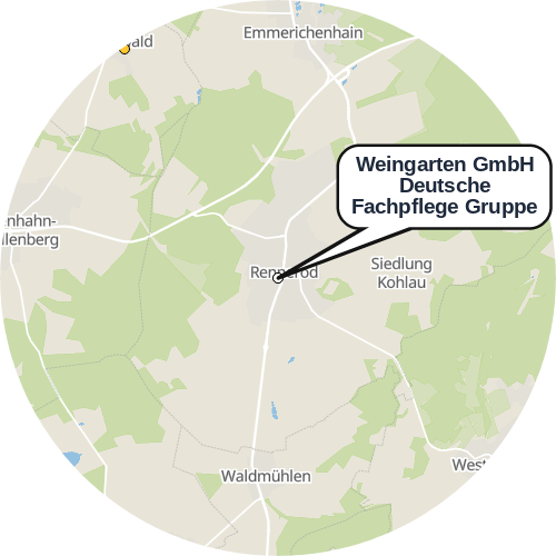 Kartenausschnitt für die Firma Weingarten GmbH Deutsche Fachpflege Gruppe