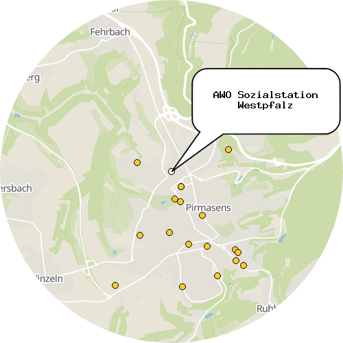 Kartenausschnitt für die Firma AWO Sozialstation Westpfalz