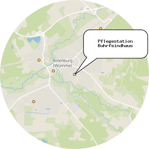 Kartenausschnitt für die Firma Pflegestation Buhrfeindhaus