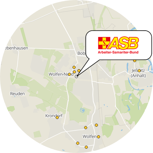 Kartenausschnitt für die Firma ASB Sozialstation Bitterfeld
