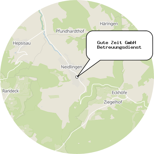 Kartenausschnitt für die Firma Gute Zeit GmbH   Betreuungsdienst