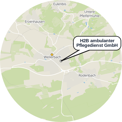 Kartenausschnitt für die Firma H2B ambulanter Pflegedienst GmbH