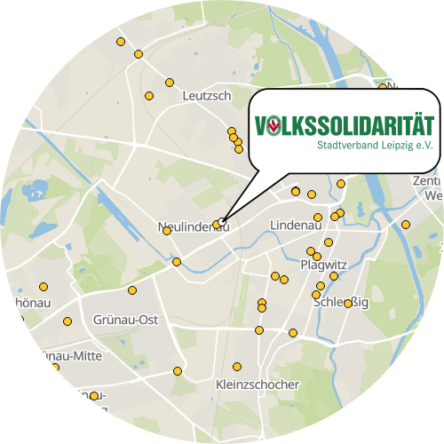 Kartenausschnitt für die Firma Sozialstation der Volkssolidarität Stadtverband Leipzig e.V.