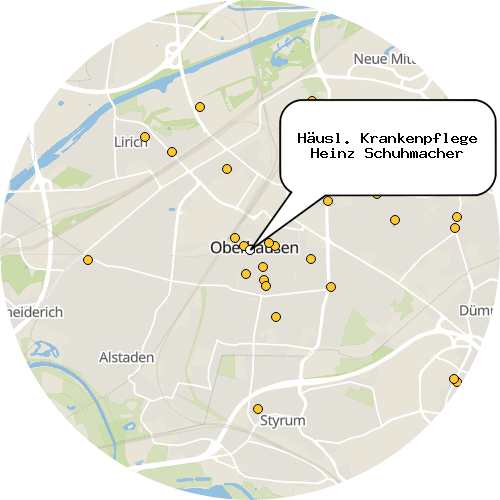 Kartenausschnitt für die Firma Häusl. Krankenpflege Heinz Schuhmacher