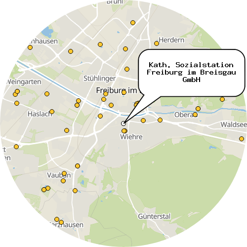 Kartenausschnitt für die Firma Kath. Sozialstation Freiburg im Breisgau GmbH