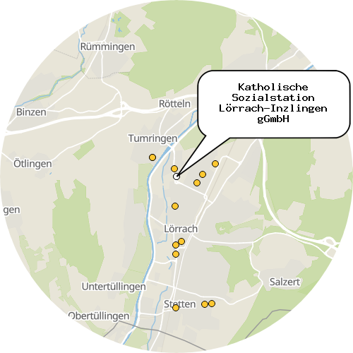 Kartenausschnitt für die Firma Katholische Sozialstation Lörrach-Inzlingen gGmbH