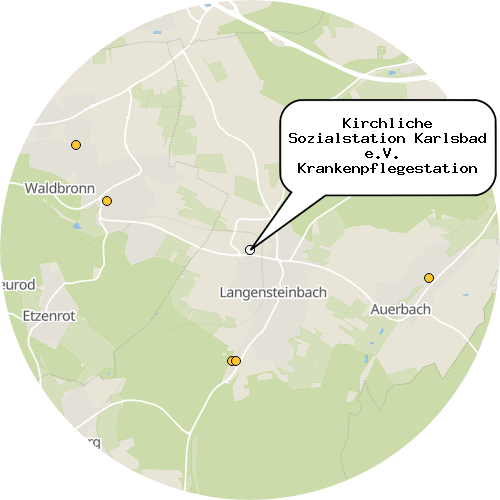Kartenausschnitt für die Firma Kirchliche Sozialstation Karlsbad e.V.  Krankenpflegestation