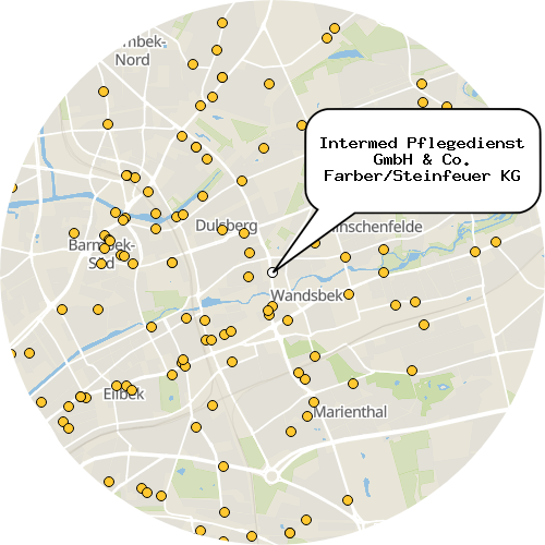 Kartenausschnitt für die Firma Intermed Pflegedienst GmbH & Co. Farber/Steinfeuer KG