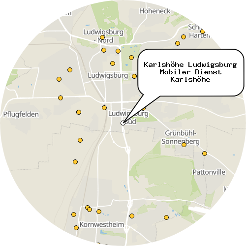 Kartenausschnitt für die Firma Karlshöhe Ludwigsburg Mobiler Dienst Karlshöhe