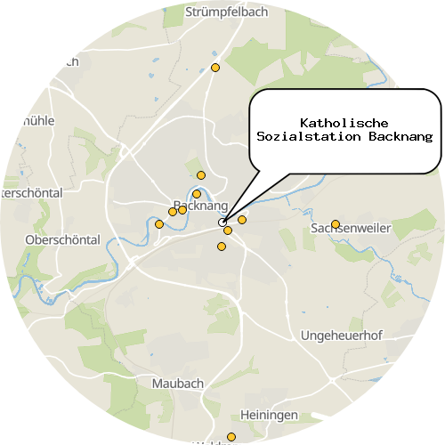 Kartenausschnitt für die Firma Katholische Sozialstation Backnang
