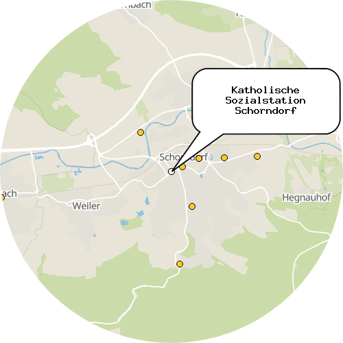 Kartenausschnitt für die Firma Katholische Sozialstation Schorndorf