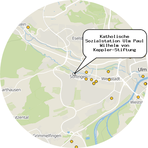 Kartenausschnitt für die Firma Katholische Sozialstation Ulm Paul Wilhelm von Keppler-Stiftung