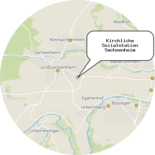 Kartenausschnitt für die Firma Kirchliche Sozialstation Sachsenheim