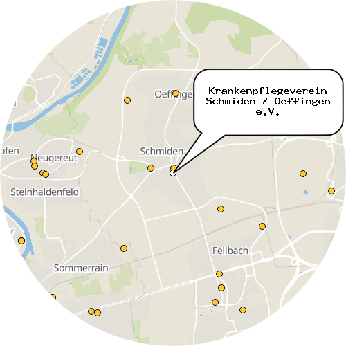 Kartenausschnitt für die Firma Krankenpflegeverein Schmiden / Oeffingen e.V.