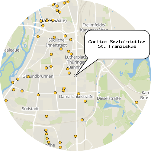 Kartenausschnitt für die Firma Caritas Sozialstation St. Franziskus
