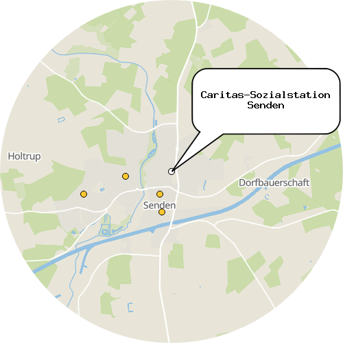 Kartenausschnitt für die Firma Caritas-Sozialstation Senden
