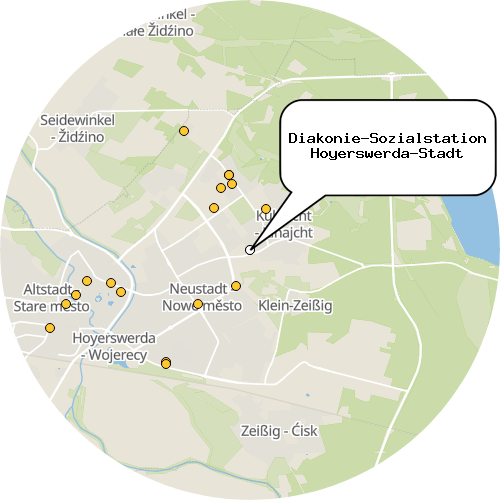 Kartenausschnitt für die Firma Diakonie-Sozialstation Hoyerswerda-Stadt