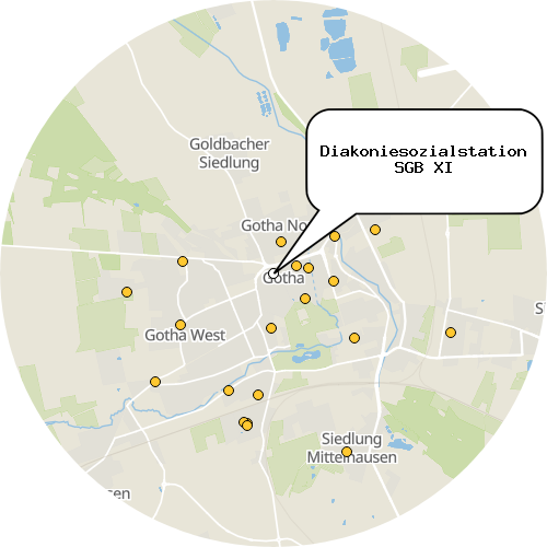Kartenausschnitt für die Firma Diakoniesozialstation SGB XI