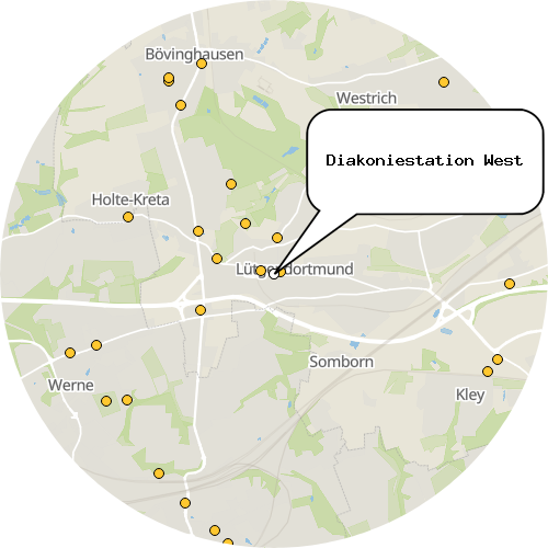 Kartenausschnitt für die Firma Diakoniestation West