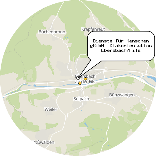 Kartenausschnitt für die Firma Dienste für Menschen gGmbH  Diakoniestation Ebersbach/Fils